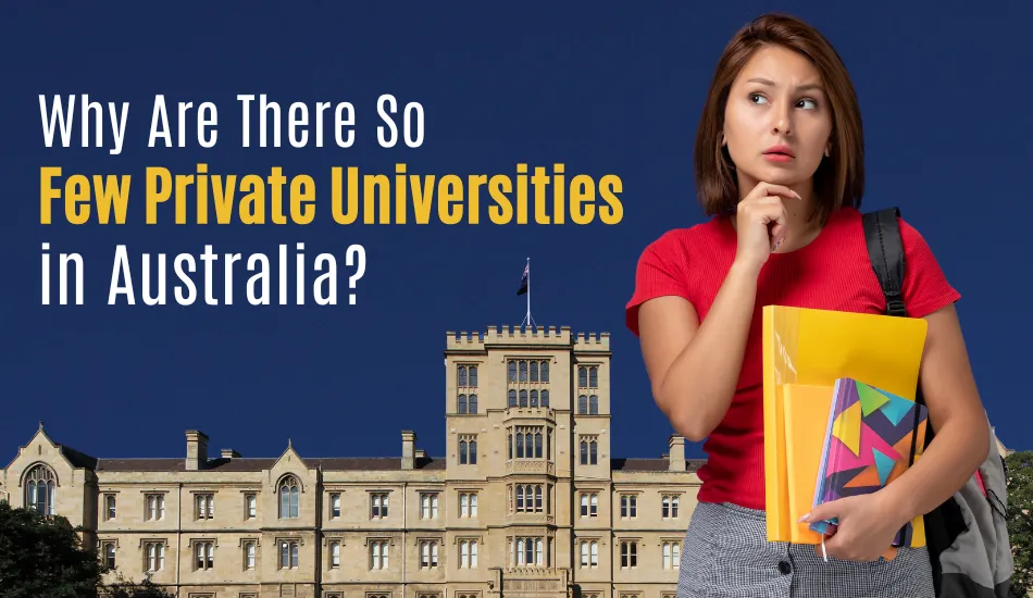Thoughtful female student holding books and folders in front of historic Australian university building, highlighting the dominance of public universities over private institutions in Australia, including level 1 and tier 1 universities.