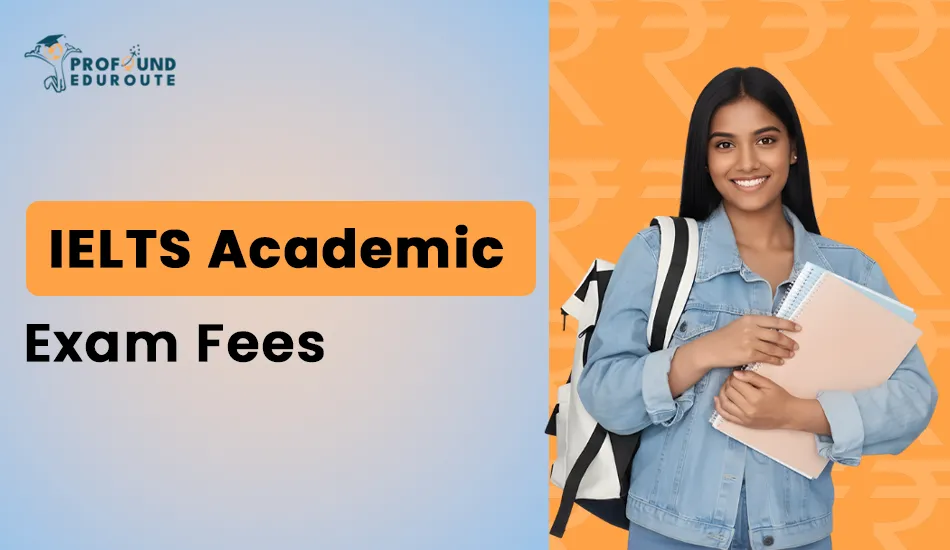 Smiling female student with a backpack and notebooks, representing updated IELTS Academic exam fees in India and other countries for paper-based and computer-delivered formats. Keywords: IELTS academic, IELTS academic exam, IELTS academic exam fees, IELTS academic exam format.