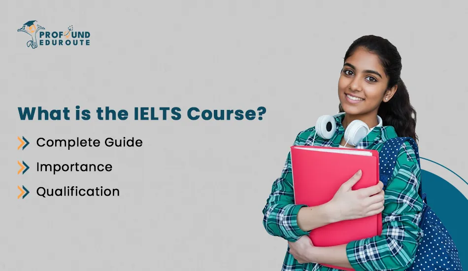Smiling Indian student holding books and wearing headphones, representing IELTS course guide with focus on IELTS qualification, exam importance, and global opportunities