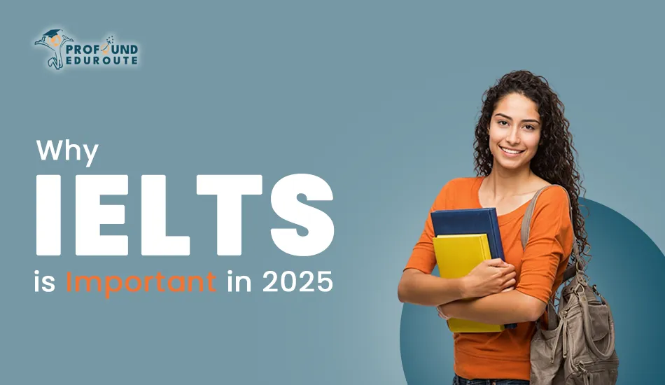 Confident female student holding books and a backpack, representing IELTS qualification importance in 2025 for university admissions, immigration, and career opportunities. Keywords: what is IELTS course, why IELTS is important, IELTS qualification.