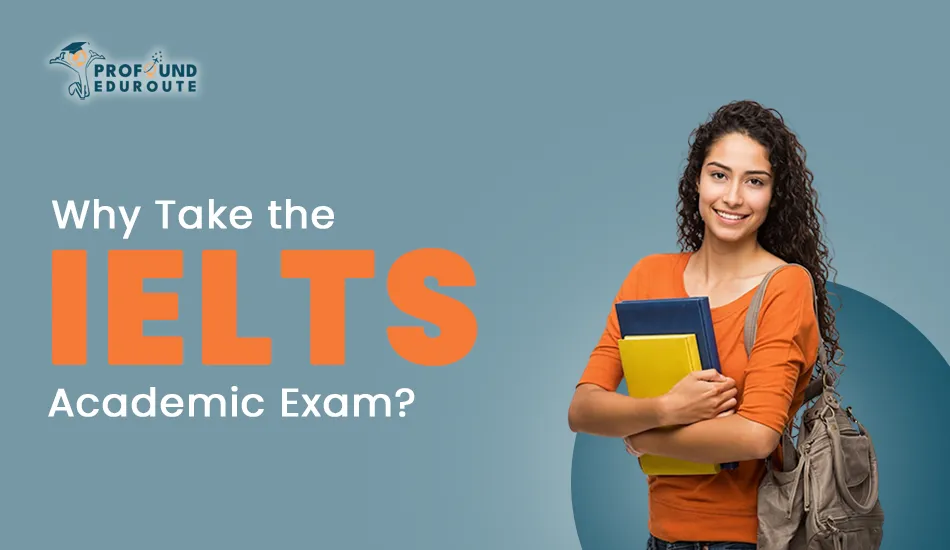 Smiling female student holding textbooks and a backpack, promoting the importance of the IELTS Academic exam for university admissions, global recognition, and visa requirements. Keywords: IELTS academic, IELTS academic exam, IELTS academic exam fees, IELTS academic exam format.