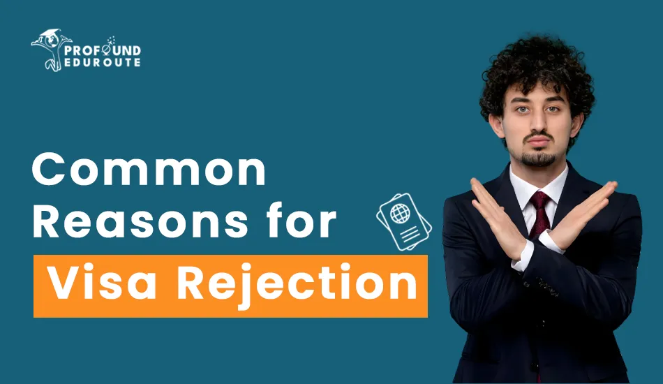 Serious-looking man making an "X" gesture with arms, representing common reasons for visa rejection like incorrect documents, insufficient funds, or unclear travel purpose.