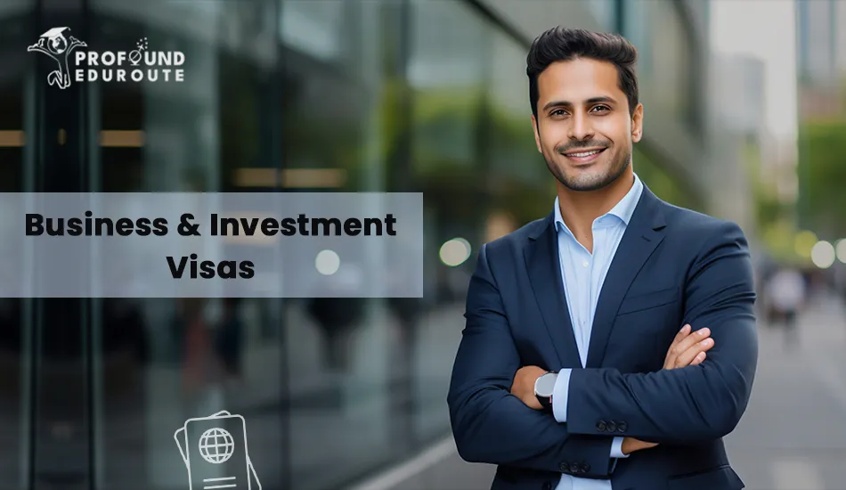 Confident Indian businessman standing outside a modern office building, representing Australia business and investment visa options for Indian entrepreneurs, investors, and startup founders