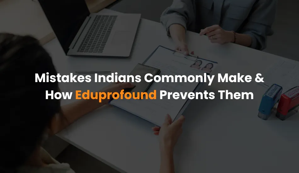 Close-up of a visa consultation meeting with documents and a laptop on the table, representing how Eduprofound helps Indian applicants avoid common Australia visa mistakes like wrong visa choice and incomplete documentation