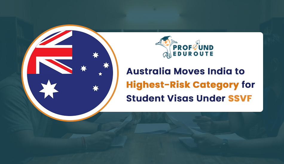 Graphic highlighting Australia moving India to the highest-risk student visa category under SSVF rules