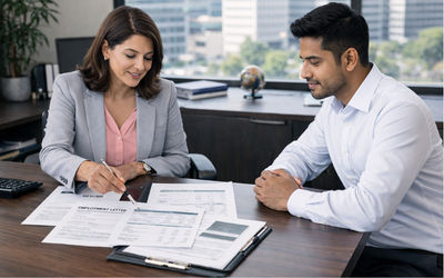 EduProfound office interior in Ahmedabad showcasing professional reception area of the best visitor visa consultant in Ahmedabad offering face-to-face meetings and personalized visitor visa consultation across Gujarat